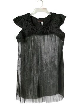 Black Sheer Sleeveless Beach Cover Up Summer Casual Top Small